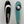 Load image into Gallery viewer, A trolling spoon for lake trout. A light blue and teal lake trout fishing lure with a large black circle near the top, that fades to a white sparkling center.
